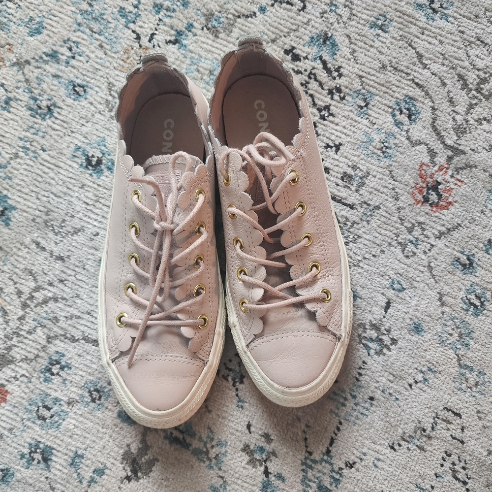 Dusty Pink leather converse